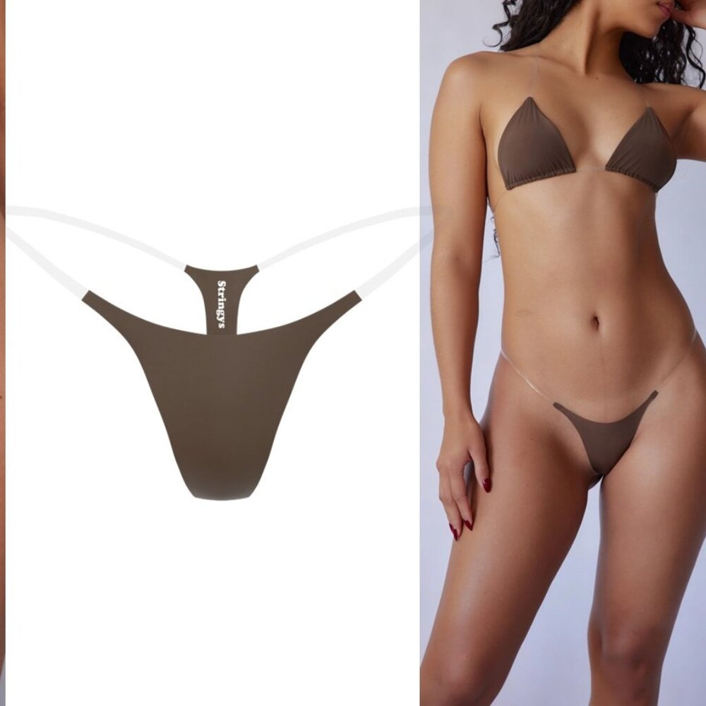 2x NWT Stringys Invisible Underwear, XL, Espresso